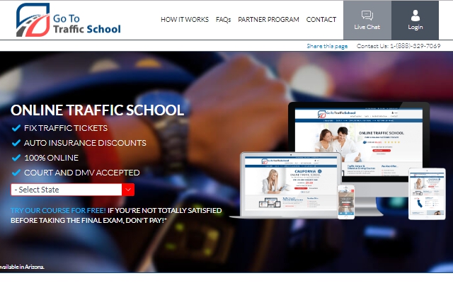 GoToTrafficSchool website print screen